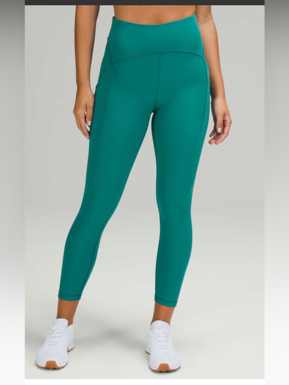 Lululemon Power Thru High Rise Crop 23” Teal Lagoon Size 6 EUC